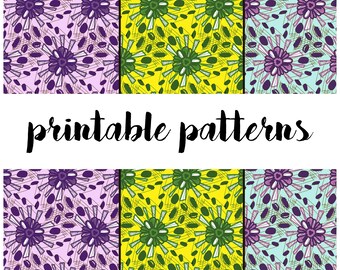 Printable pattern instant download 3 JPG items. Decorative