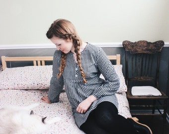 Corlis Pullover Dress in Black and White Check Gingham