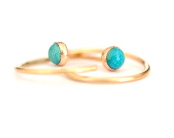 Turquoise Earrings, Turquoise Ear Huggers, Gemstone Studs, December Birthstone Jewelry