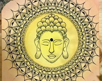 Buda watercolor Mandala painting
