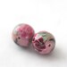 Polymer Clay Beads, Round Beads, Light Pink Flowers Pair