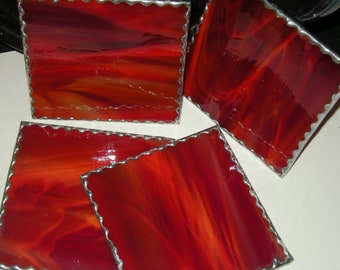 Red Wispy Coasters (set of 4)