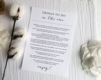 Welcome Card | Things to Do Card | Custom Wedding Guest Card