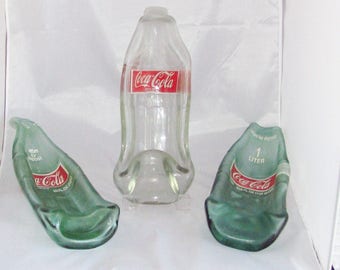 Large Coke Bottle Spoon rest - Vintage coke bottle - Coca Cola Spoonrest - Melted COKE bottle spoonrest or dish - 32 oz. RED label bottle.