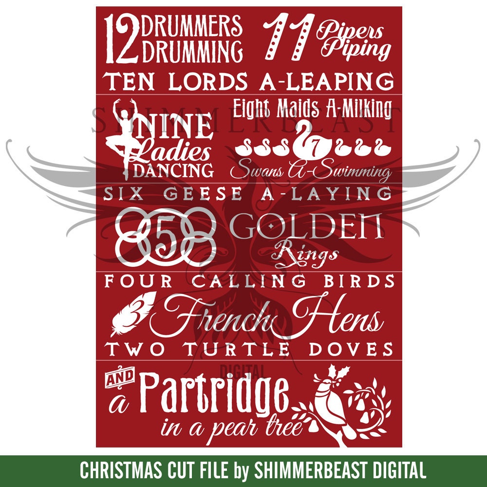 Download Christmas SVG Cut File 12 Days of Christmas svg Partridge