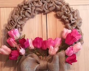 Pink tulip wreath