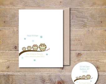 Christmas Cards . Holiday Cards . Personalized Christmas Cards - Owl Family