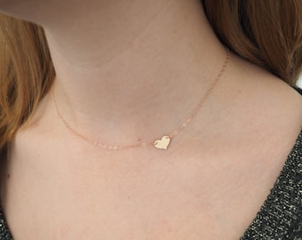 Rose Gold Heart Necklace, Sideways Heart Necklace, Valentines Day Gift