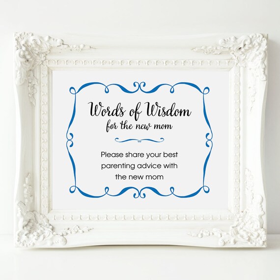 Printable Baby Shower Advice Sign Words Of Wisdom for the New