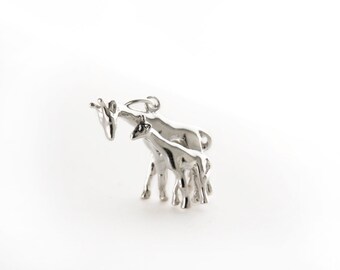 Mother and Child Giraffes Sterling Silver Charm