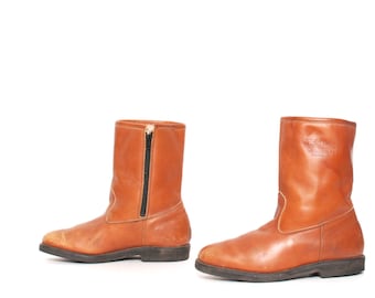 mens size 9 FIELD & STREAM honey brown leather ENGINEER 70's insulated mid calf boots