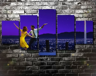 La La Land Canvas, La La Land poster, La La Land wall art, print, home decoration, 5 pieces / 5 panel large wall art, Birthday Gift