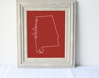 Printable Alabama State Art Print 8x10 Digital Wall Art Gift