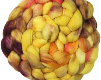 Scepter - hand-dyed Polwarth wool and silk (4 oz.) combed top roving