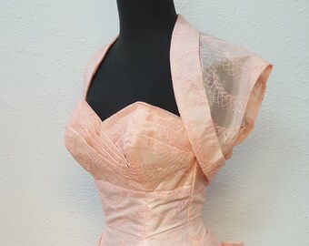 1950's Formal Ball Gown with Pink Bolero