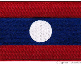 LAOS FLAG PATCH iron-on embroidered applique Top Quality