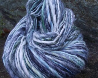 Handspun yarn, handpainted hand dyed wool yarn, Merino Bamboo Silk worsted thick and thin multiple skeins available-Amphitrite