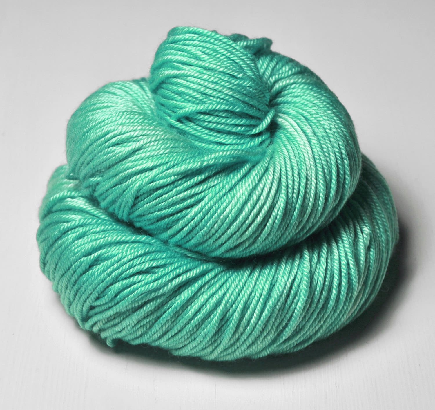 Green sea Silk / Merino DK Yarn superwash Hand Dyed Yarn
