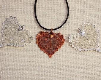 SALE Leaf Necklace, Cottonwood Leaf, Silver Leaf, Real Leaf Necklace, Silver Birch Leaf Pendant, Copper Leaf, Boho Necklace SALE333