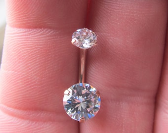 Rose Gold,Brilliant Cz's Surgical Steel Internally Threaded Navel Belly Ring..14g