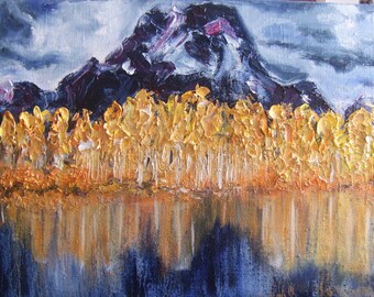 Oil Paintings Mountain in Autumn on Canvas