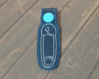 Safety Pin Snap Tab Key Chain