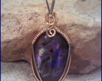 Spectrolite Labradorite 14K Gold Filled and Sterling Silver Wire Wrapped Pendant PW199