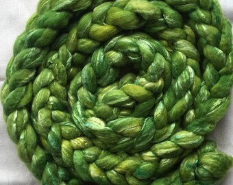 Hand dyed blue face Leicester combed with Seacell Green