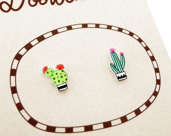 Cactus Earrings, Cactus Jewelry, Tiny Earrings, Cactus Jewellery, Succulent Earrings, Succulent Jewelry, Succulent Jewellery, Shrink Plastic