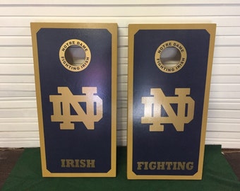 Notre Dame Fighting Irish Custom Built Cornhole Boards Bag Toss with FREE bags, 2 Tone paint Design