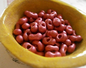 17g Red Farfalle Beads Czech Farfalles 3x6mm Dark Red Luster Large Czech Seed Beads