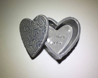 I love you, lavender heart-shaped jewelry box
