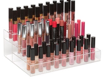 54 Slot Round Lipstick Holder- Acrylic makeup organizer, holds lipstick and lipgloss. Large capacity