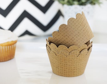 BURLAP Cupcake Wrappers - Set of 24