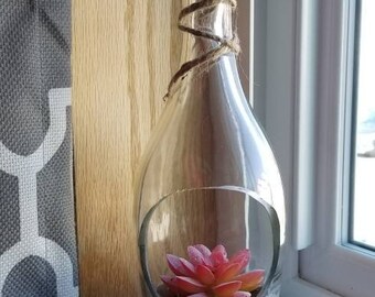Succulent Wine Bottle, Terrarium, Artificial Succulent Arrangement