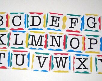 Chipboard Alphabet - 26 1.5" Square Festive Letters - from Link 26 Game