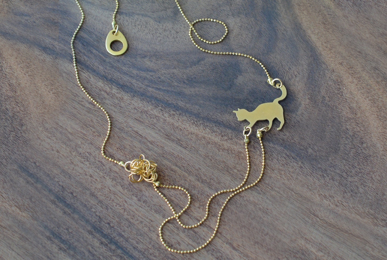 Tiny cat playing necklace animal lover pendant Cat lover
