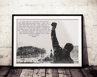 Rocky Inspirational Quote Fan Art Poster, Black and White Rocky Painting Print, Motivation Rocky Poster, Rocky Wall Decor, Rocky Balboa