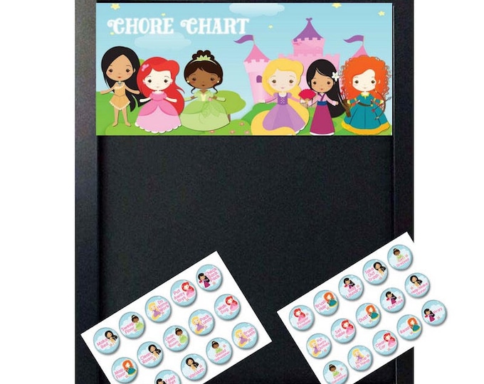 Magnetic Chore Charts - Kids Job Chart - Reward Chart - Responsibility and Behavior Chart - Chore Magnets - Princess Decor