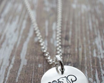 Squirrel Jewelry - Woodland Love Squirrel Necklace in Sterling Silver - Hand Stamped, Engraved Charm Necklace