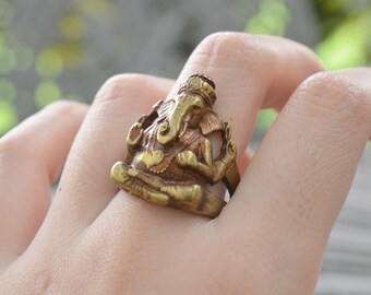 Vintage Brass Elephant ring / Ganesha ring