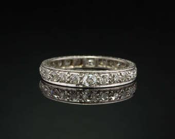 Edwardian 1.58 Ct Diamond and Platinum Eternity Ring