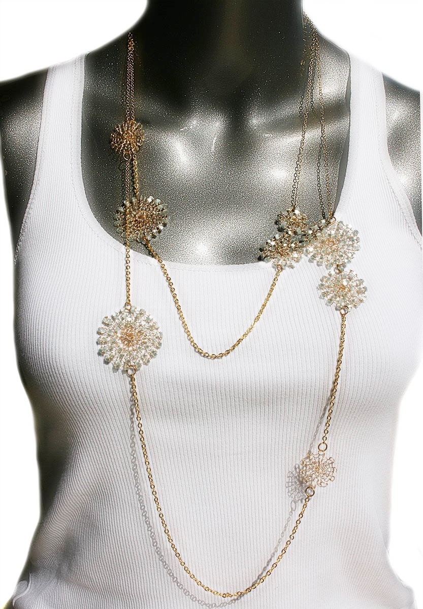 layered necklace gold necklace long necklace beaded