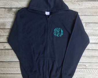 Monogrammed Hoodies, Monogrammed Full Zip Hoodie, Monogrammed Sweatshirt Jacket, Gifts for Her, Gifts for Him, Gifts under 30