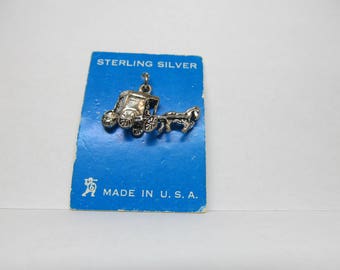 Vintage Sterling Silver Horse and Buggy Charm W #635