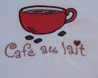 Embroidered Linen towel cafe au lait