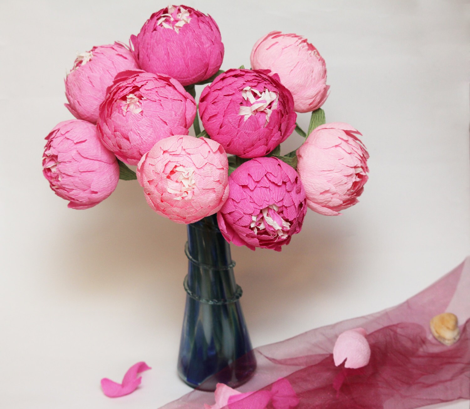 Paper Rose Tree Centerpiece : Paper flowers peonies wedding centerpieces