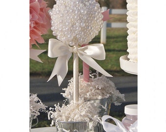 PEARL TOPIARY CENTERPIECE / Baptism center piece / Quinceanera centerpiece / Christening centerpiece / Baby shower centerpiece / Communion