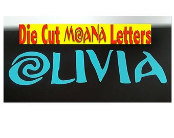 Moana Party, Die Cut Letters, Name and Number,Custom Name Moana Letters, Moana Die Cut Letters for Banner, Cardstock 8"inch FREE SHIPPING