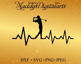 Heartbeat Golf, Golf ECG SVG golf Love png, dxf, Cut file for Silhouette and Cricut Golf Heartbeat Svg Golf ECG